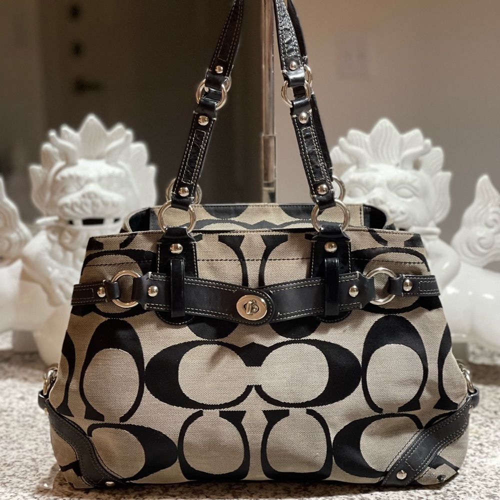 Y2K Monogrammed Coach Shoulder Canvas Tote w/ dust bag